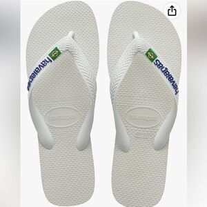 Havaianas Brazil Logo Flip Flop Sandal Unisex W6M5 White Nwt